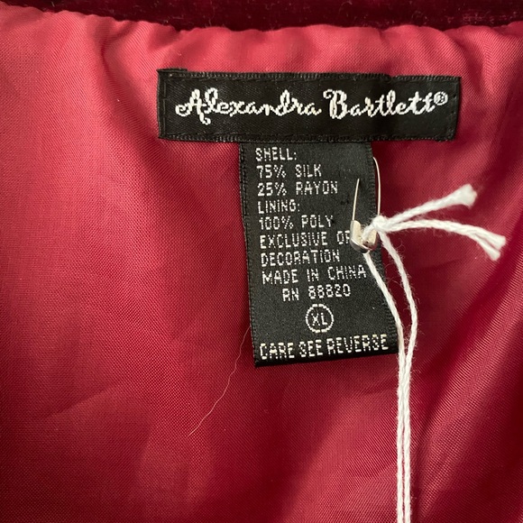Vintage Red Velvet Jacket with Black Beading - Picture 3 of 9